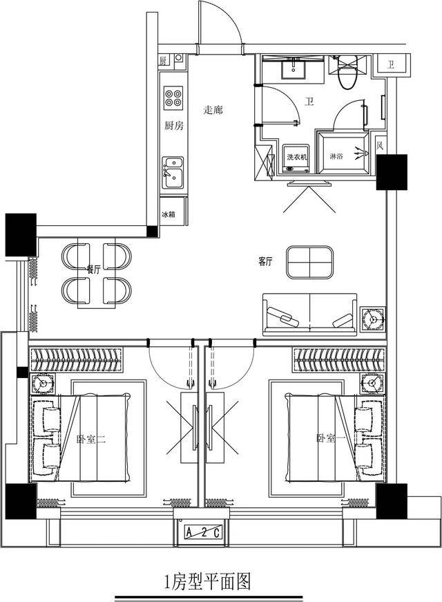 高端养老社区98平大户型图